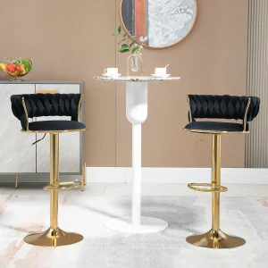 360° draaibare barkruk met rugleuning, verstelbare hoogte, fluweel, zwart, (54x46x78,5-97 cm) 360° draaibare barkruk met rugleuning, verstelbare hoogte, fluweel, zwart, (54x46x78,5-97 cm)