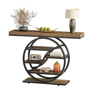 120cm industriële consoletafel met 5 niveaus en ronde voet 120cm industriële consoletafel met 5 niveaus en ronde voet
