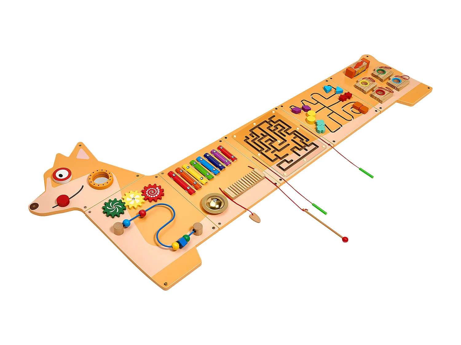 Activiteitenwand SucceBuy met Welpenontwerp – Speelbord met 12 Motoriekspellen, Montessori Sensorisch Wandspeelgoed voor Kinderen 3-12 Jaar