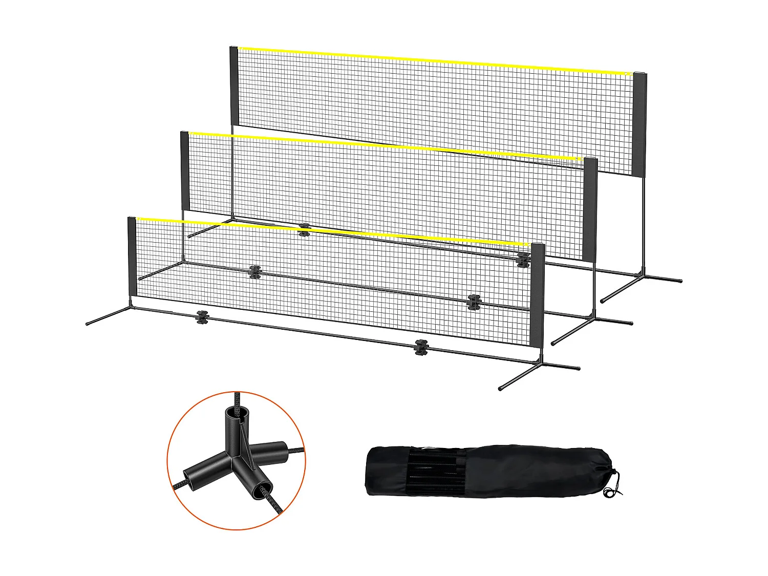 Badmintonnet Set SucceBuy, 427 cm, Pickleball-Tennis en Volleybalnet Outdoor Draagbaar