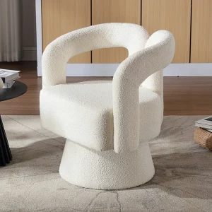 360° draaibare bijzetstoel rond breed zachte stoffen bekleding beige meerdere stuks 360° draaibare bijzetstoel rond breed zachte stoffen bekleding beige meerdere stuks