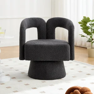 360° draaibare bijzetstoel rond breed zachte stoffen bekleding donkergrijs meerdere stuks 360° draaibare bijzetstoel rond breed zachte stoffen bekleding donkergrijs meerdere stuks