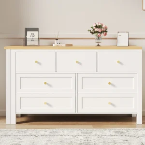 2-in-1 bureau en dressoir – 120 x 40 x 70 cm – 360° draaibaar – met 7 lades – spaanplaat – wit