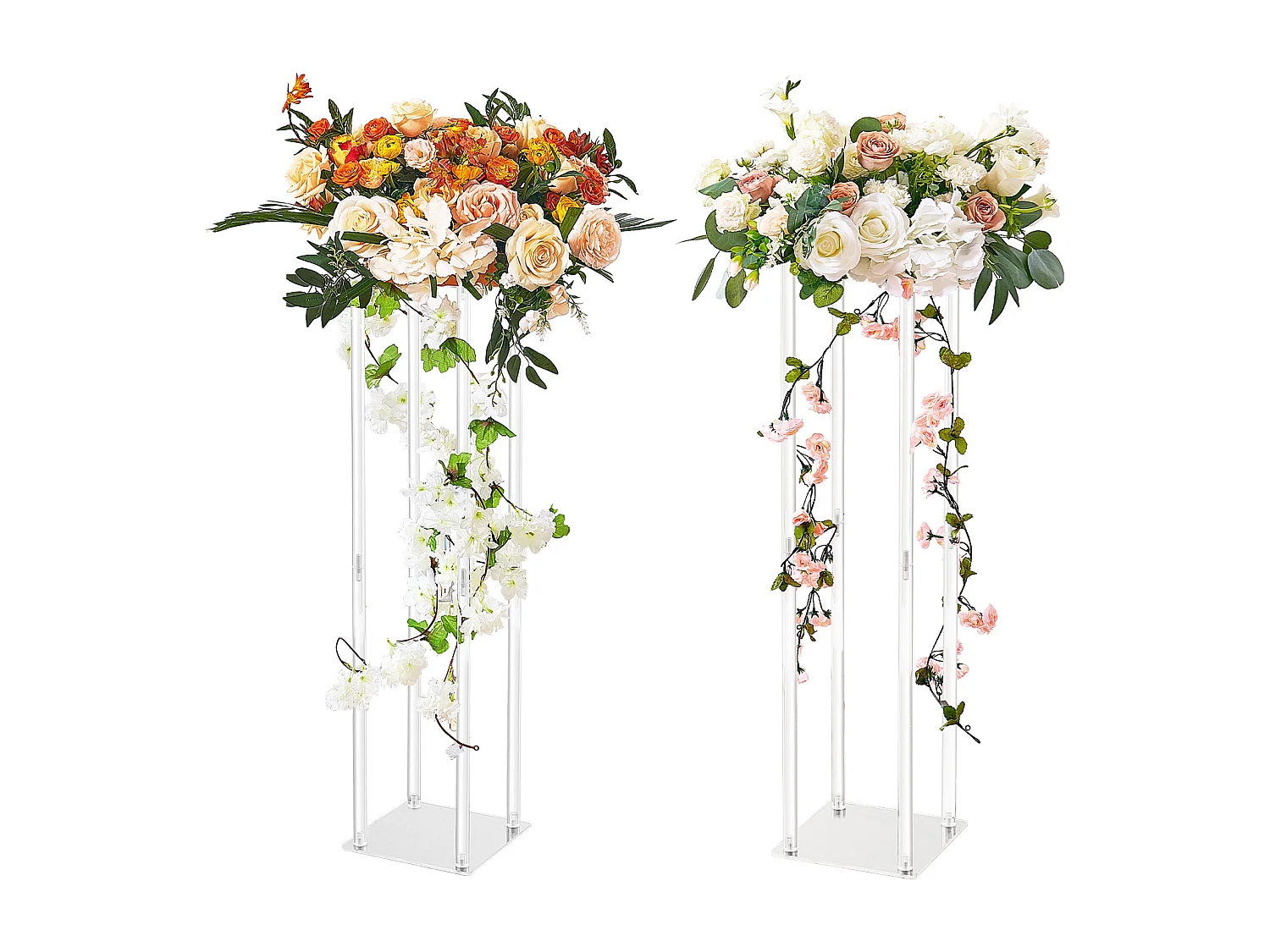 Acrylbloemkolommen SucceBuy, Lot van 2, 80 cm, Bruiloftsdecoratie, voor Evenementen, Feesten, Interieurdecoratie