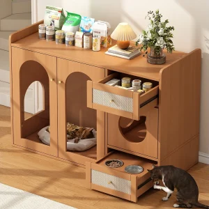 5 in 1 dressoir – 120 x 45 x 83 cm – met 2 lades + 2 deuren – MDF – naturel 5 in 1 dressoir – 120 x 45 x 83 cm – met 2 lades + 2 deuren – MDF – naturel