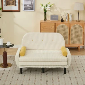 2-zits corduroy slaapbank, multifunctioneel met opbergruimte, ivoor (133,5x77x85 cm) 2-zits corduroy slaapbank, multifunctioneel met opbergruimte, ivoor (133,5x77x85 cm)