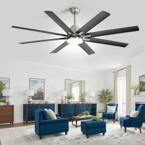 66" slimme plafondventilator met verstelbare LED-lamp, 8 bladen, ABS, geborsteld nikkel, omkeerbare DC-motor (167,64 x 167,64 x 35,56 cm) 66" slimme plafondventilator met verstelbare LED-lamp, 8 bladen, ABS, geborsteld nikkel, omkeerbare DC-motor (167,64 x 167,64 x 35,56 cm)