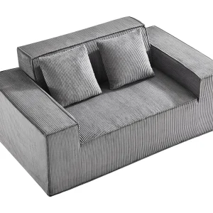2-Zits Bank SucceBuy 160cm, Moderne Ribcord Bank met Zakveren, Comfortabele Kussens voor Woonkamer, Kantoor of Appartement, Grijs 2-Zits Bank SucceBuy 160cm, Moderne Ribcord Bank met Zakveren, Comfortabele Kussens voor Woonkamer, Kantoor of Appartement, Grijs