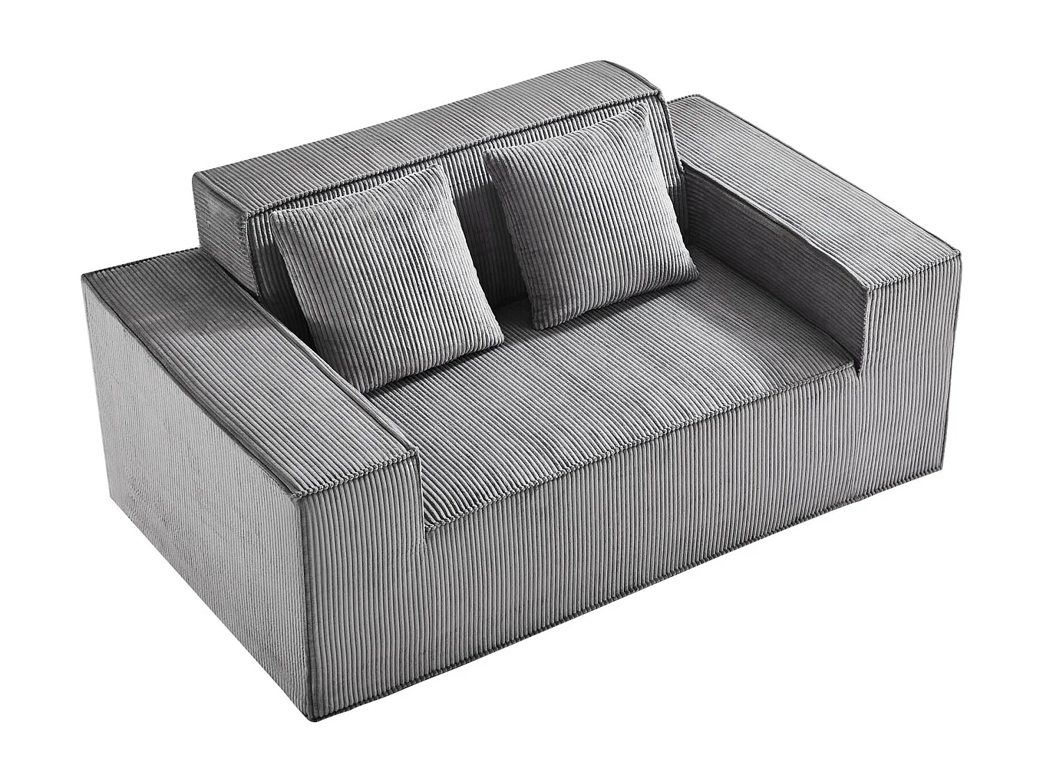2-Zits Bank SucceBuy 160cm, Moderne Ribcord Bank met Zakveren, Comfortabele Kussens voor Woonkamer, Kantoor of Appartement, Grijs