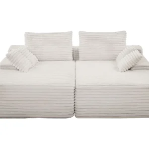 Bank SucceBuy Extra Grote Dubbele Chaise Longue 210 cm, Ribcord Hoekbank, Comfortabele Loveseat met Diepe Zitting en Zachte Kussens Bank SucceBuy Extra Grote Dubbele Chaise Longue 210 cm, Ribcord Hoekbank, Comfortabele Loveseat met Diepe Zitting en Zachte Kussens