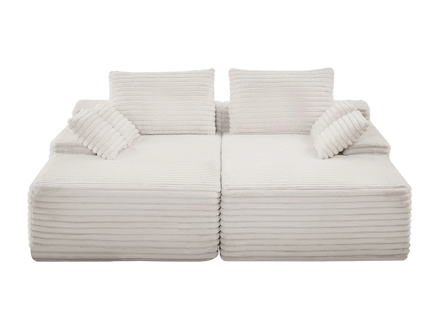 Bank SucceBuy Extra Grote Dubbele Chaise Longue 210 cm, Ribcord Hoekbank, Comfortabele Loveseat met Diepe Zitting en Zachte Kussens
