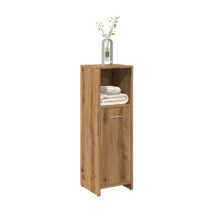 Badkamerkast 30x30x95 cm bewerkt hout artisanaal eikenkleur