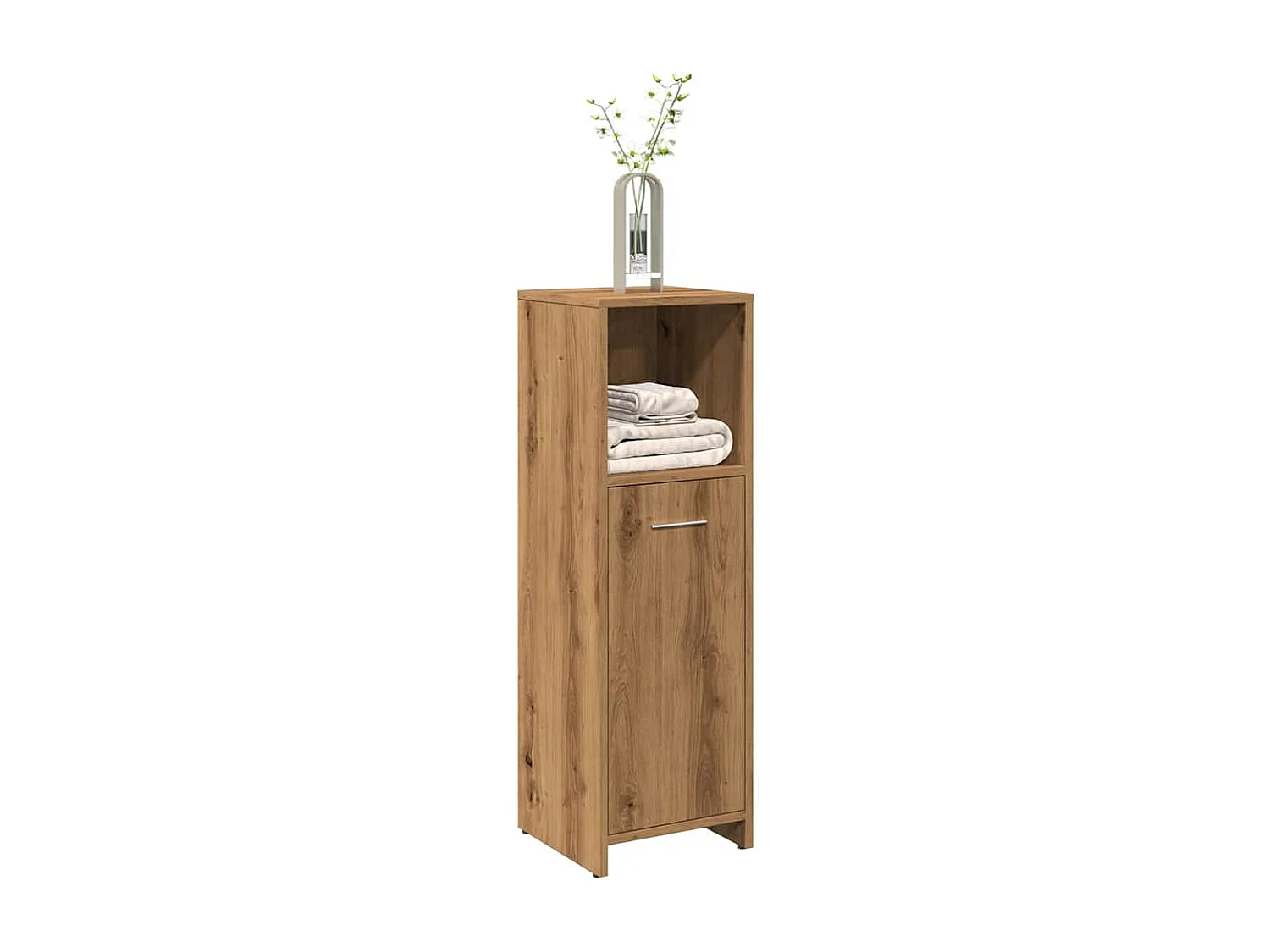 Badkamerkast 30x30x95 cm bewerkt hout artisanaal eikenkleur