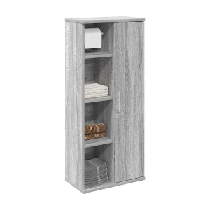 Badkamerkast met rolhouder 39x22x90 cm grijs sonoma eiken