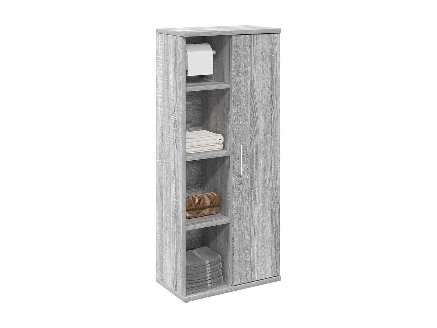 Badkamerkast met rolhouder 39x22x90 cm grijs sonoma eiken