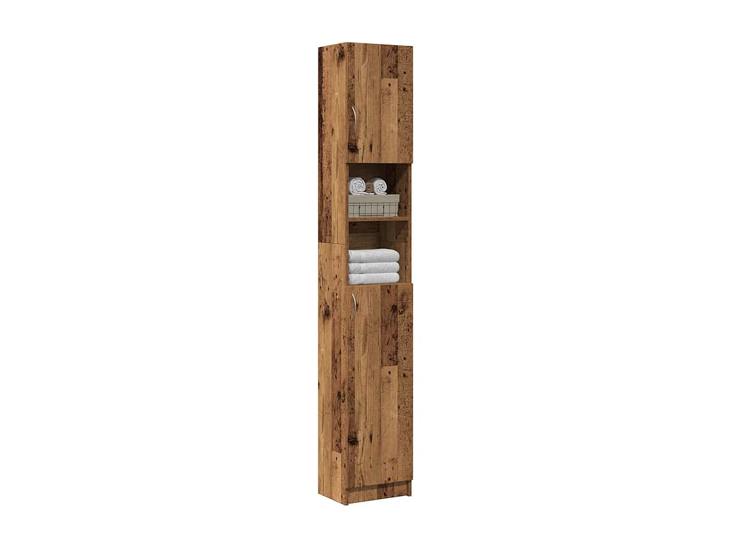Badkamerkast 32x25,5x190 cm bewerkt hout oud houtkleurig
