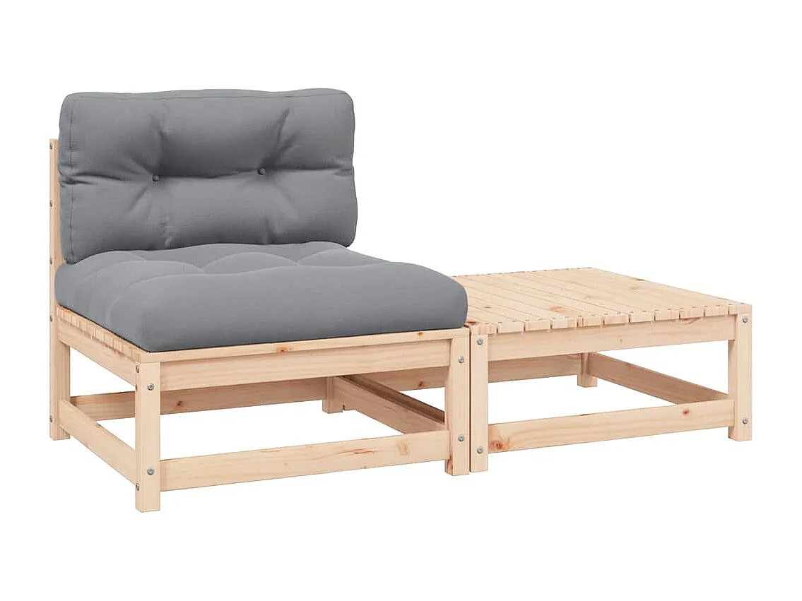 2-delige Loungeset met kussens massief grenenhout