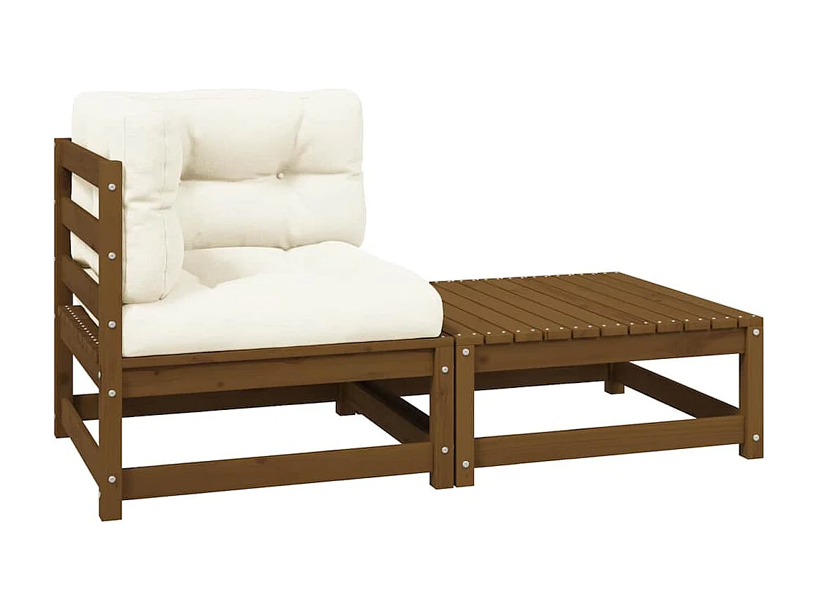 2-delige Loungeset met kussens grenenhout honingbruin