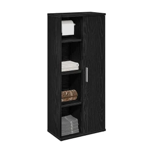 Badkamerkast met rolhouder 39x22x90 cm zwart