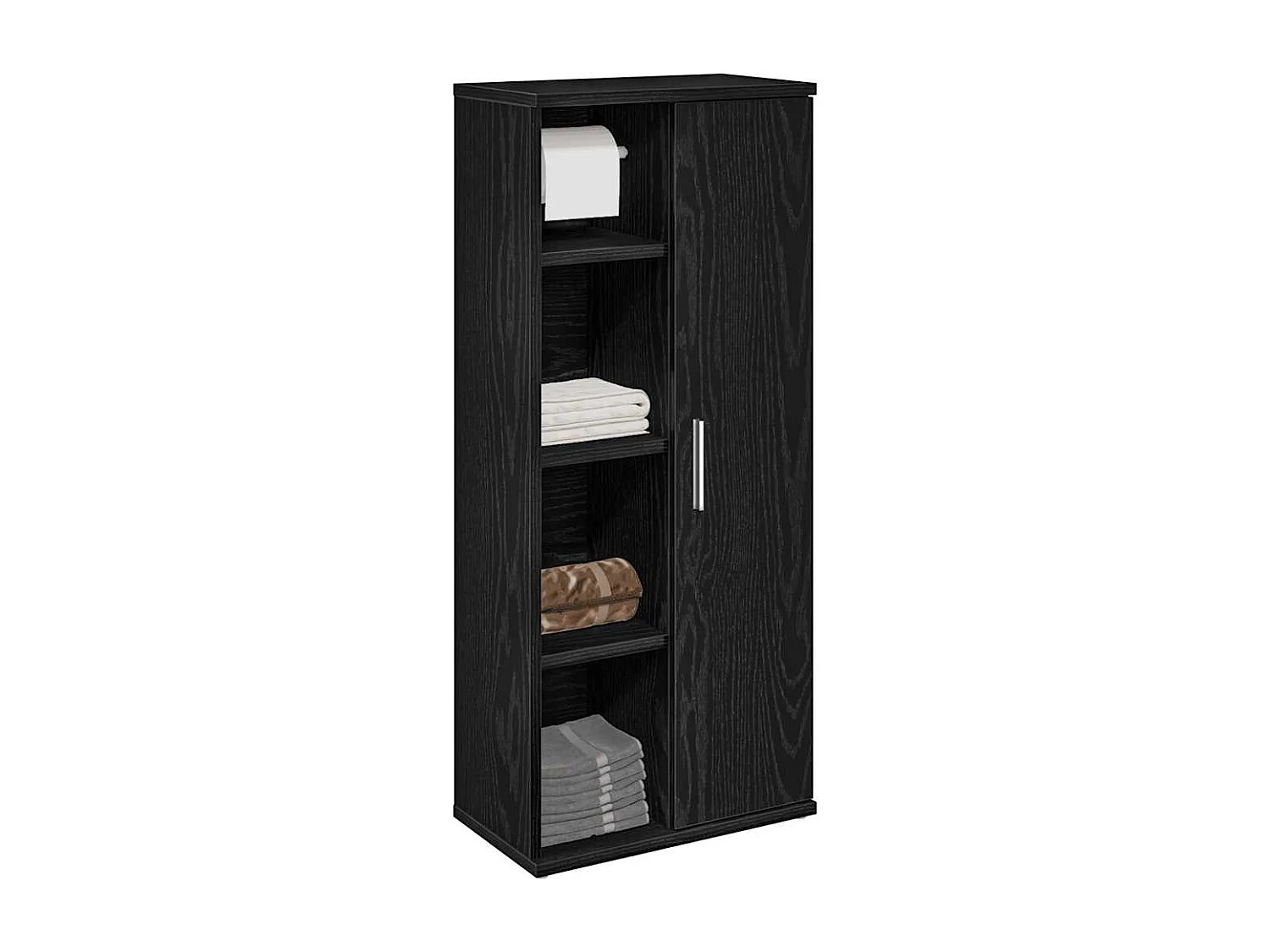 Badkamerkast met rolhouder 39x22x90 cm zwart