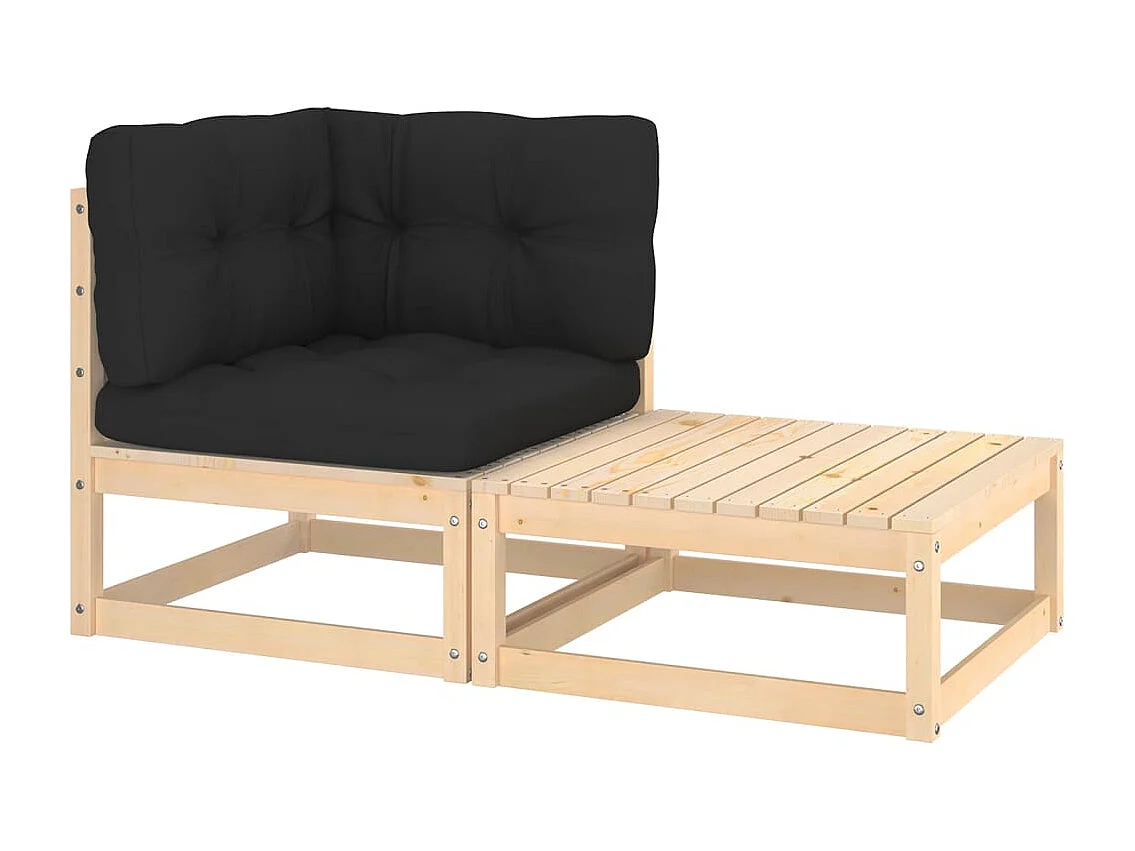 2-delige Loungeset met kussens massief grenenhout