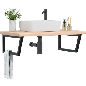Badkamer wandschap staal en massief eikenhout Badkamer wandschap staal en massief eikenhout