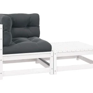 2-delige Loungeset met kussens massief grenenhout wit 2-delige Loungeset met kussens massief grenenhout wit