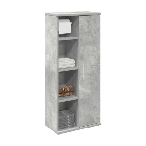 Badkamerkast met rolhouder 39x22x90 cm betongrijs