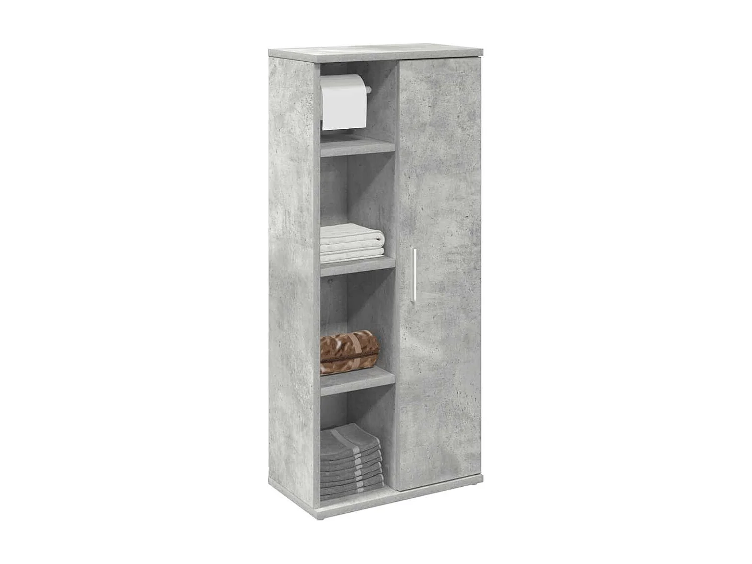 Badkamerkast met rolhouder 39x22x90 cm betongrijs