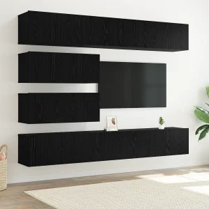 10-delige TV Meubel | Tv-Bank | TV-kastenset – Wandmontage in Zwart Eiken Geengineerd Hout 10-delige TV Meubel | Tv-Bank | TV-kastenset – Wandmontage in Zwart Eiken Geengineerd Hout