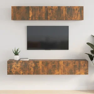 5-delige Tv-meubelset | Tv-Bank | TV-kast bewerkt hout gerookt eikenkleurig 5-delige Tv-meubelset | Tv-Bank | TV-kast bewerkt hout gerookt eikenkleurig