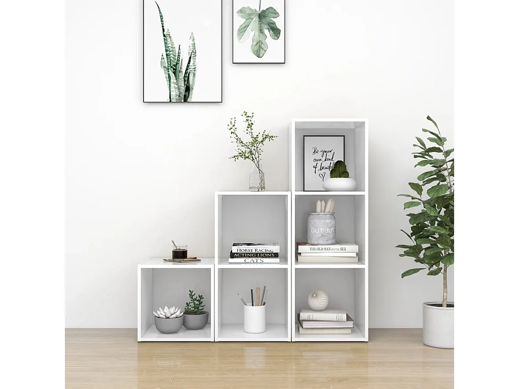 3-delige Tv-meubelset | Tv-Bank | TV-kast bewerkt hout wit