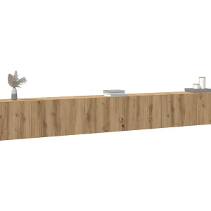 3-delig Tv-meubelset | Tv-Bank | TV-kast wandmontage bewerkt hout artisanaal eiken 3-delig Tv-meubelset | Tv-Bank | TV-kast wandmontage bewerkt hout artisanaal eiken