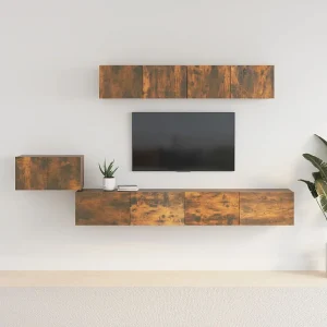 5-delige Tv-meubelset | Tv-Bank | TV-kast bewerkt hout gerookt eikenkleurig 5-delige Tv-meubelset | Tv-Bank | TV-kast bewerkt hout gerookt eikenkleurig