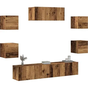 5-delig Tv-meubelset | Tv-Bank | TV-kast wandmontage oud houtkleurig 5-delig Tv-meubelset | Tv-Bank | TV-kast wandmontage oud houtkleurig
