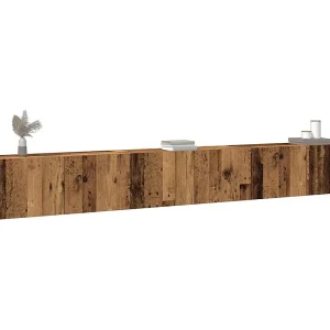 3-delig Tv-meubelset | Tv-Bank | TV-kast wandmontage bewerkt hout oud houtkleurig 3-delig Tv-meubelset | Tv-Bank | TV-kast wandmontage bewerkt hout oud houtkleurig