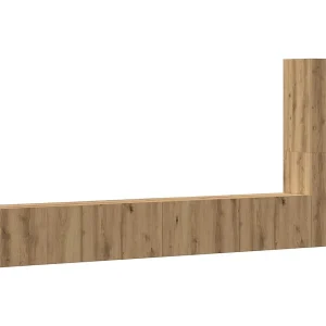 3-delig Tv-meubelset | Tv-Bank | TV-kast wandmontage bewerkt hout artisanaal eiken 3-delig Tv-meubelset | Tv-Bank | TV-kast wandmontage bewerkt hout artisanaal eiken
