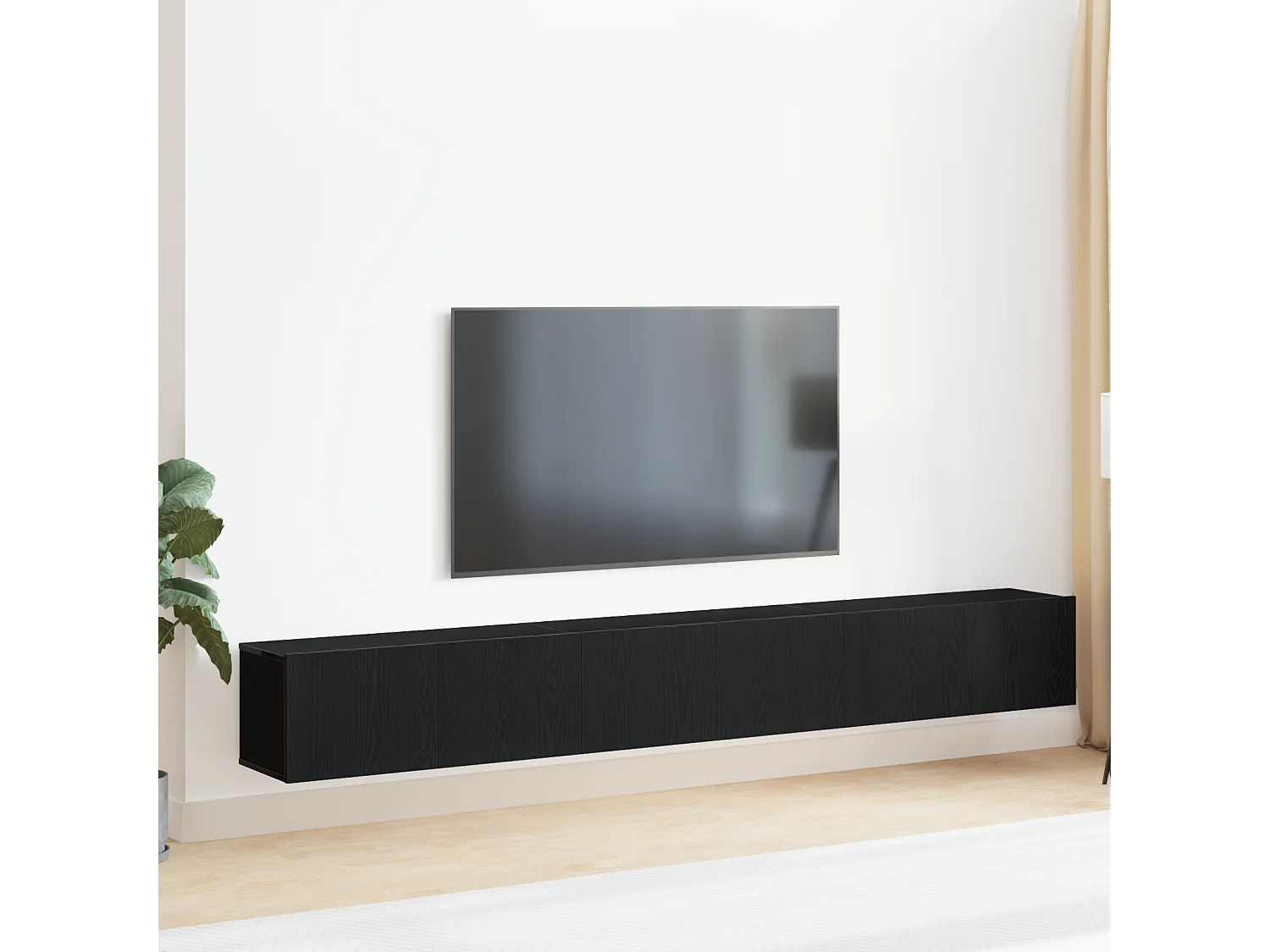 3-delige TV Meubel | Tv-Bank | TV-kastset - Zwart Geengineerd Hout