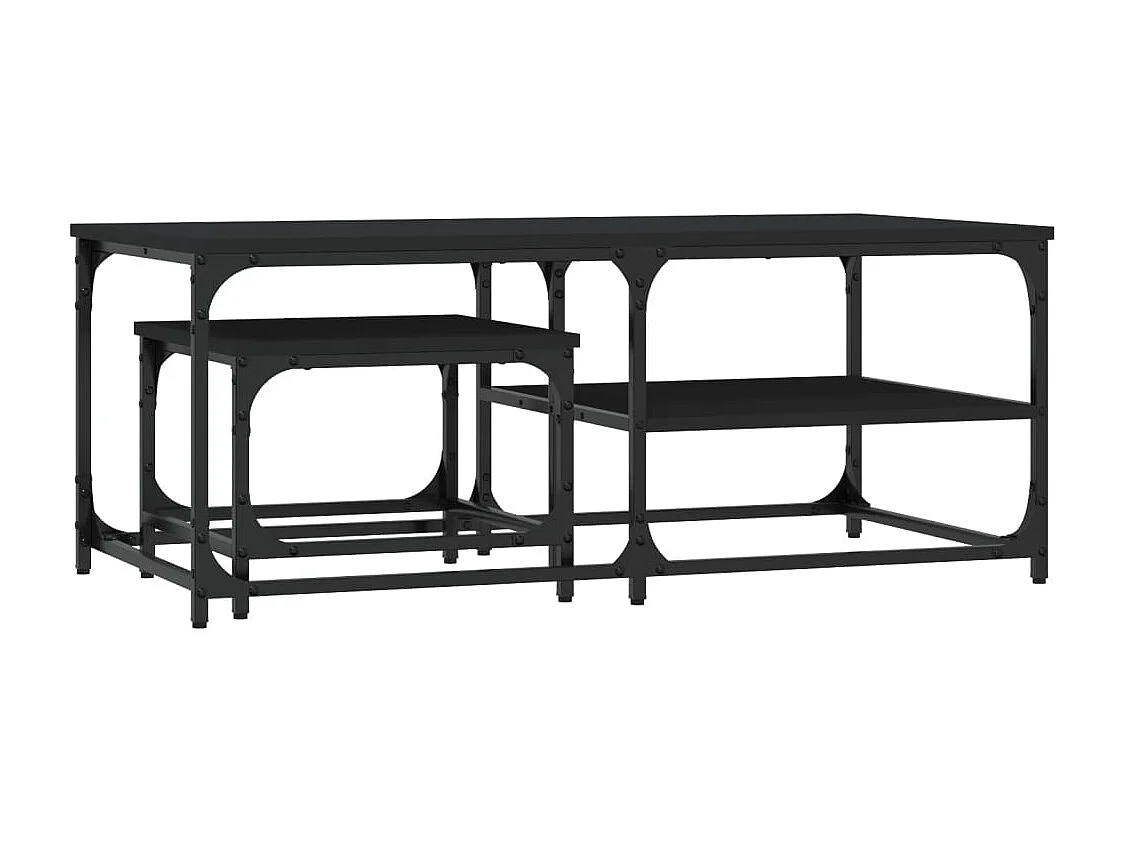 2-delige Tafeltjesset | Woonkamertafel bewerkt hout zwart