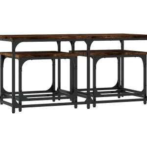 3-delige Tafeltjesset | Woonkamertafel | Koffietafel bewerkt hout gerookt eikenkleurig 3-delige Tafeltjesset | Woonkamertafel | Koffietafel bewerkt hout gerookt eikenkleurig