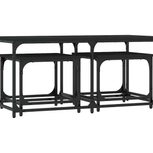 3-delige Tafeltjesset | Woonkamertafel | Koffietafel bewerkt hout zwart 3-delige Tafeltjesset | Woonkamertafel | Koffietafel bewerkt hout zwart