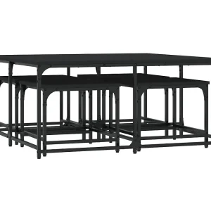 5-delige Tafeltjesset | Woonkamertafel | Koffietafel bewerkt hout zwart