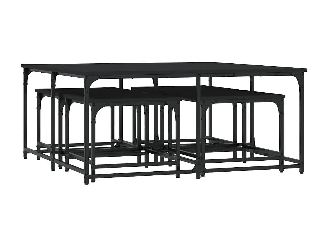 5-delige Tafeltjesset | Woonkamertafel | Koffietafel bewerkt hout zwart