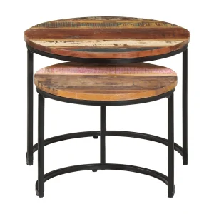 2-delige Tafeltjesset | Woonkamertafel massief gerecycled hout 2-delige Tafeltjesset | Woonkamertafel massief gerecycled hout