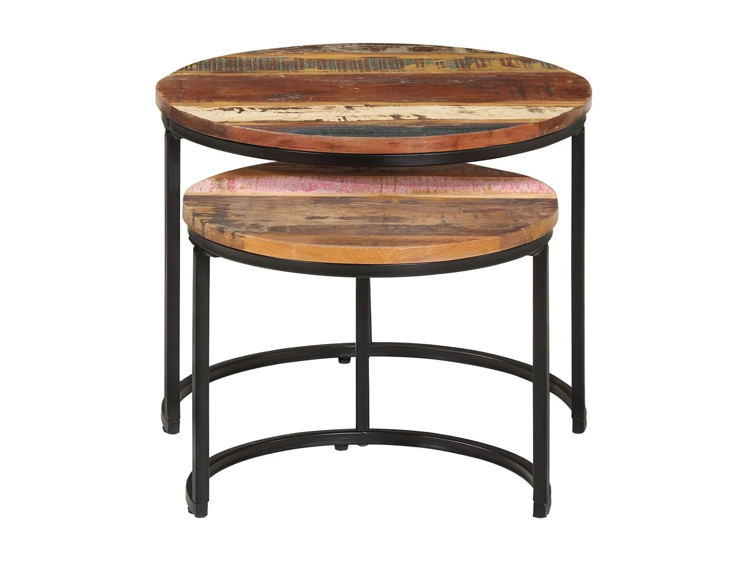 2-delige Tafeltjesset | Woonkamertafel massief gerecycled hout
