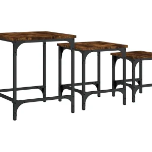 3-delige Tafeltjesset | Woonkamertafel | Koffietafel bewerkt hout gerookt eikenkleurig 3-delige Tafeltjesset | Woonkamertafel | Koffietafel bewerkt hout gerookt eikenkleurig
