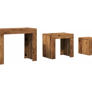 3-delige Tafeltjesset | Woonkamertafel | Koffietafel bewerkt hout oud houtkleurig 3-delige Tafeltjesset | Woonkamertafel | Koffietafel bewerkt hout oud houtkleurig