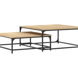 2-delige Tafeltjesset | Woonkamertafel bewerkt hout sonoma eikenkleurig