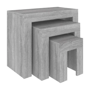 3-delige Tafeltjesset | Woonkamertafel | Koffietafel bewerkt hout grijs sonoma 3-delige Tafeltjesset | Woonkamertafel | Koffietafel bewerkt hout grijs sonoma