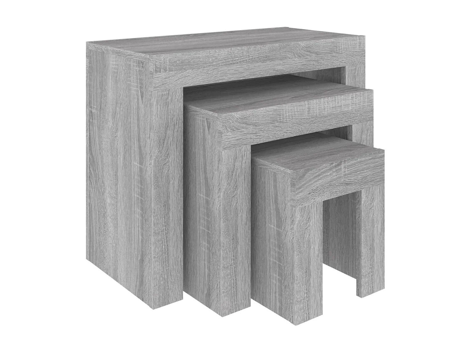 3-delige Tafeltjesset | Woonkamertafel | Koffietafel bewerkt hout grijs sonoma